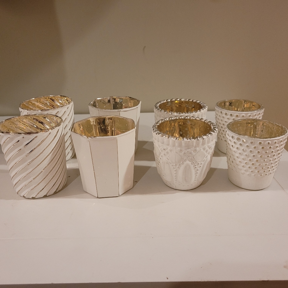 White glass candle votives
